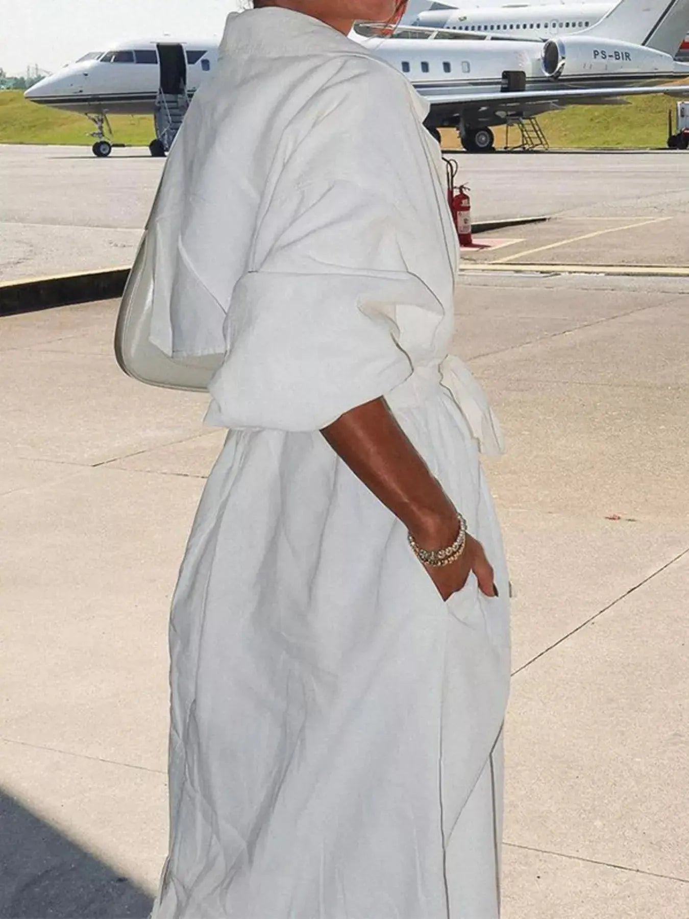 Tie Waist Midi Shirt Dress Simply Love