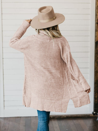 High-Low Open Front Cardigan with Pockets.