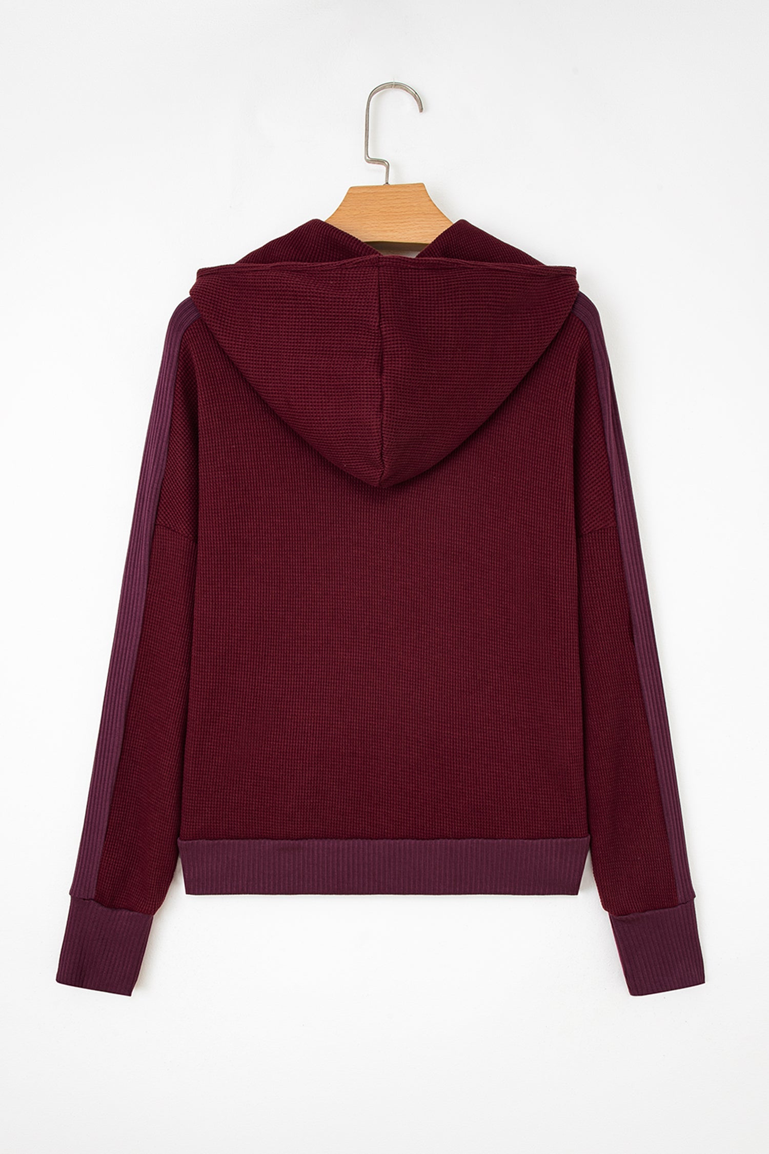 Dear-Lover Burgundy Waffle Jacket Women's Casual Outerwear Zip Up Hoodie - Soft & Stylish Dear-Lover Dropshipping