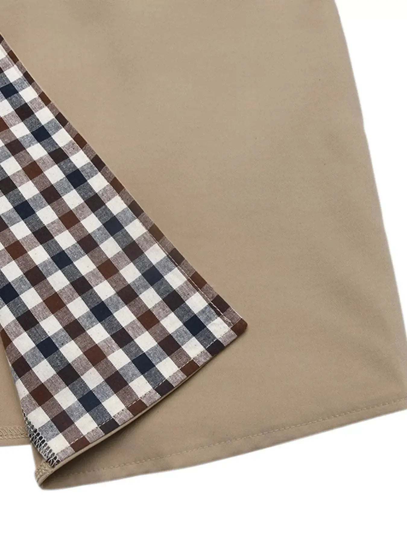 Checkered Lining Button Up Trench Coat Simply Love