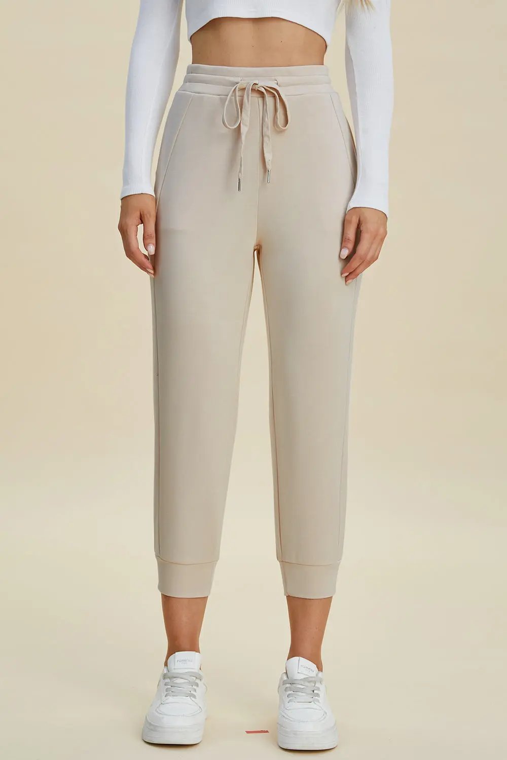 ShopBasicbae: High Waist Cropped Scuba Pants - Love Salve