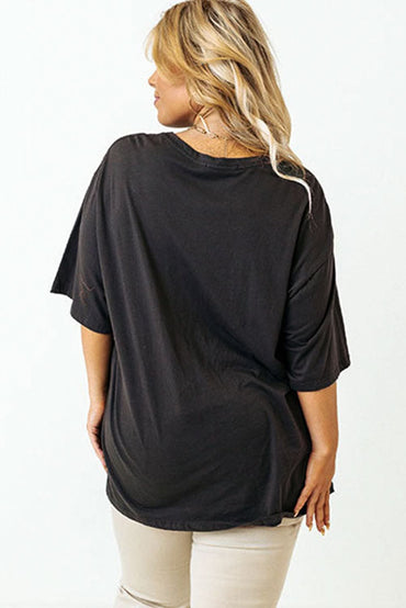 Black Checkered DESERT DREAMS Plus Size Ripped Tee