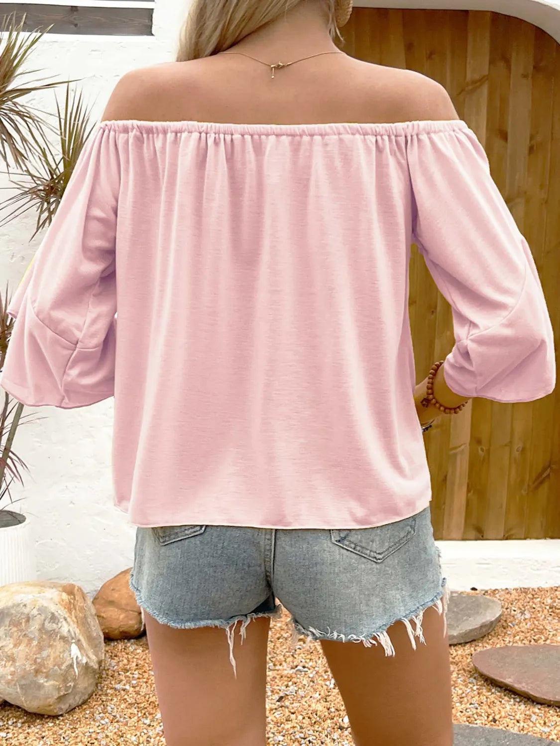 Sunset Breeze Off-Shoulder Tie Front Top
