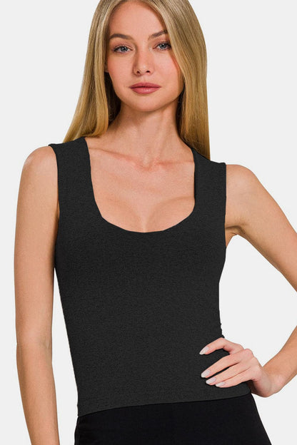 Zenana Cropped Padded Seamless Tank.