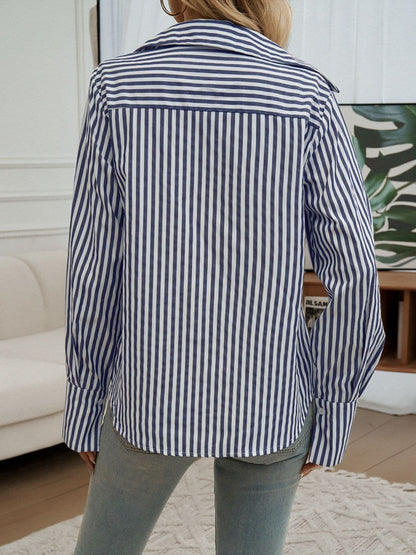 Collared striped shirt with pocket