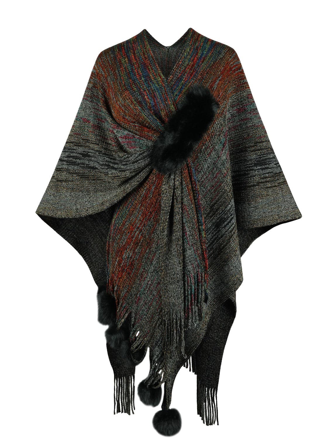 Heathered Fringe Hem Poncho.