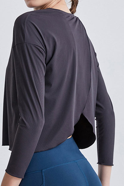 Round Neck Dropped Shoulder Active T-Shirt.