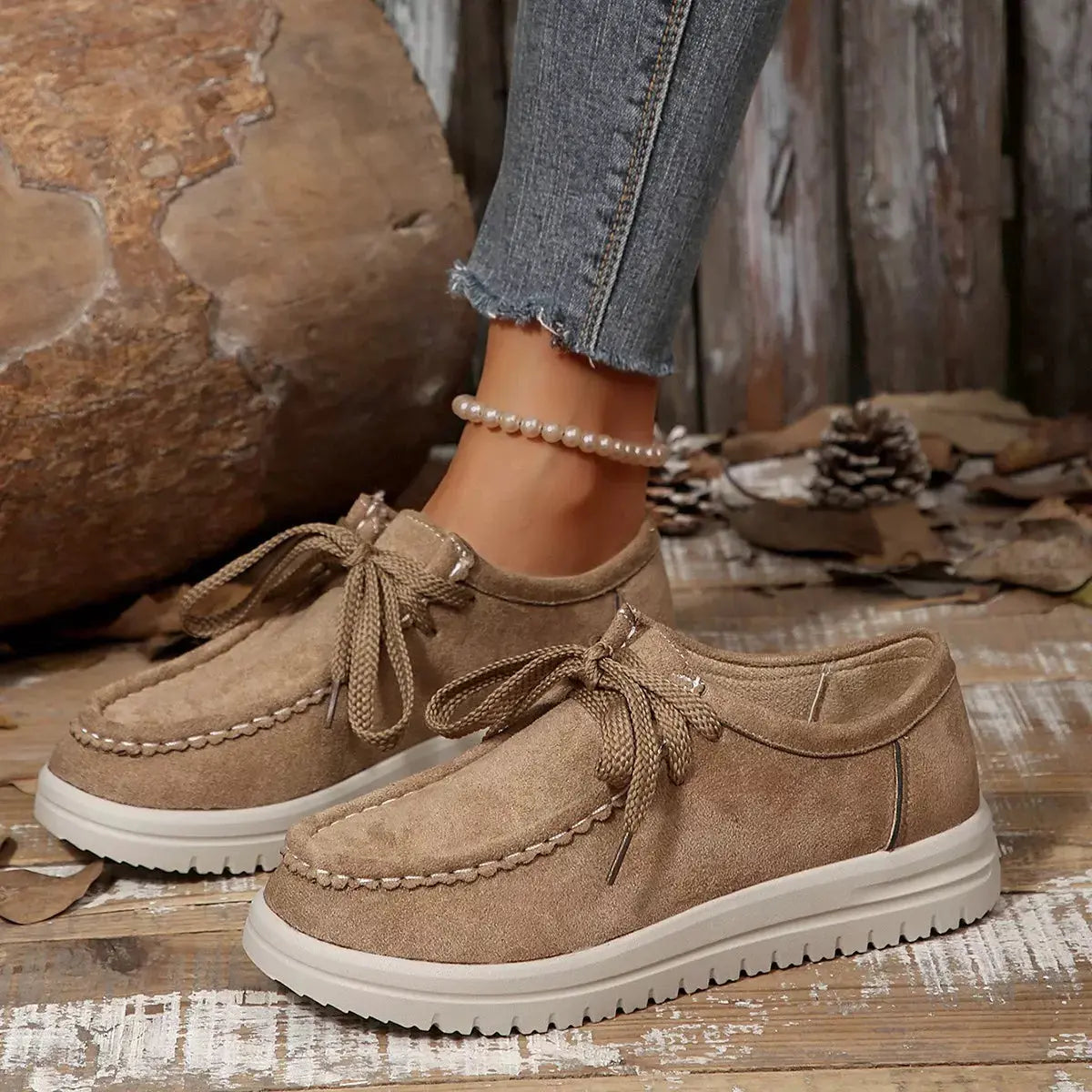 Lace-Up Round Toe Loafers Simply Love