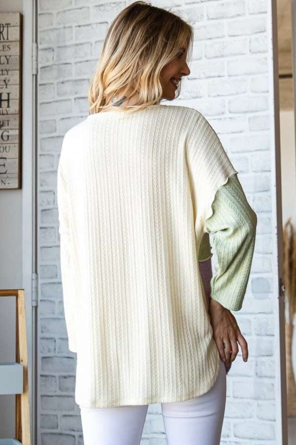 Culture Code Color Block Round Neck Dropped Shoulder Blouse - Love Salve 