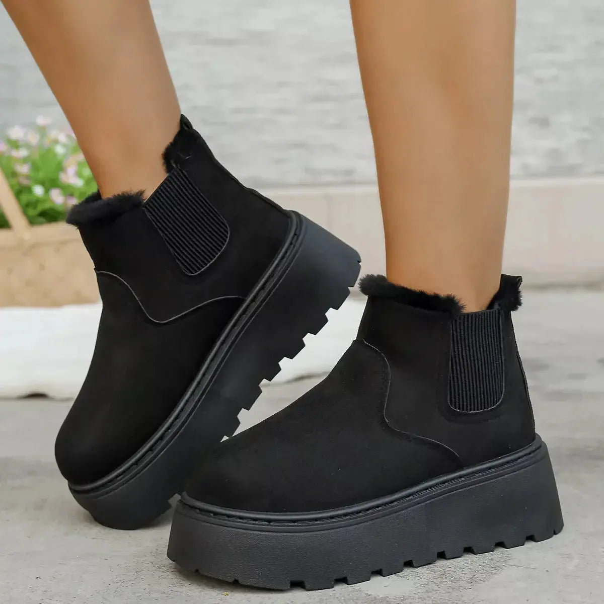 Fur Lining Platform Boots Simply Love