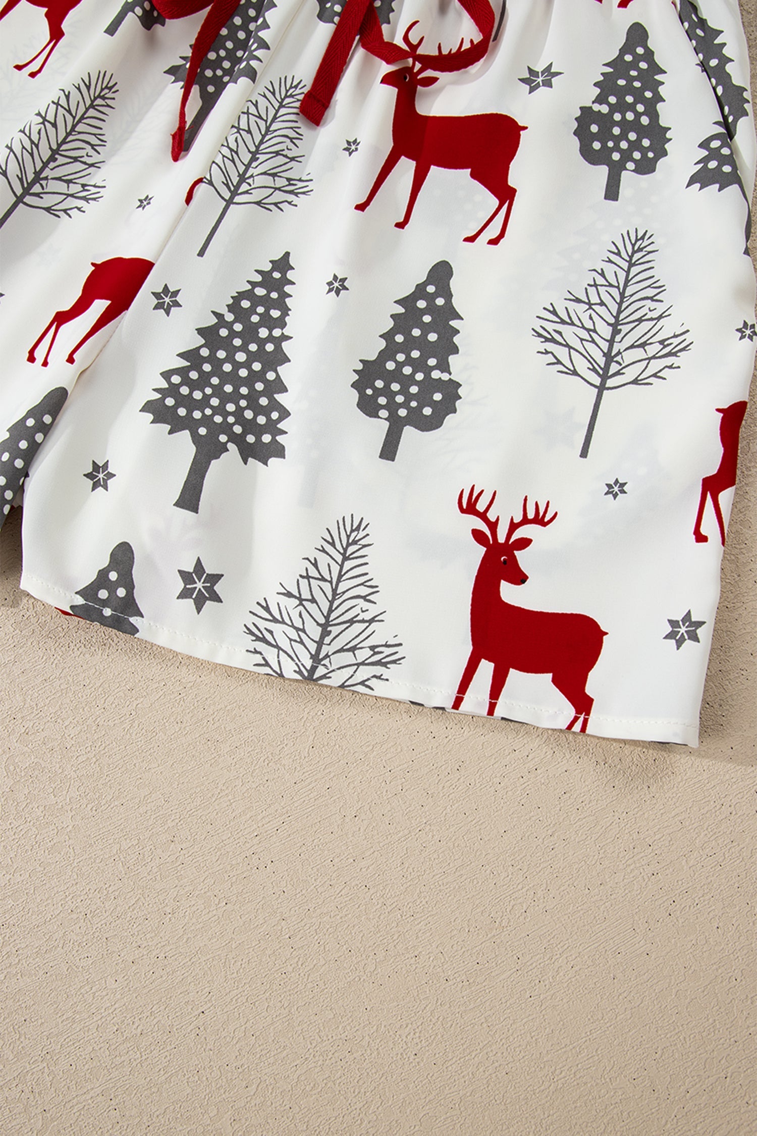 White Christmas Pajama Set 2 Piece Velvet Trim Bow Knot Short Set Dear-Lover Dropshipping