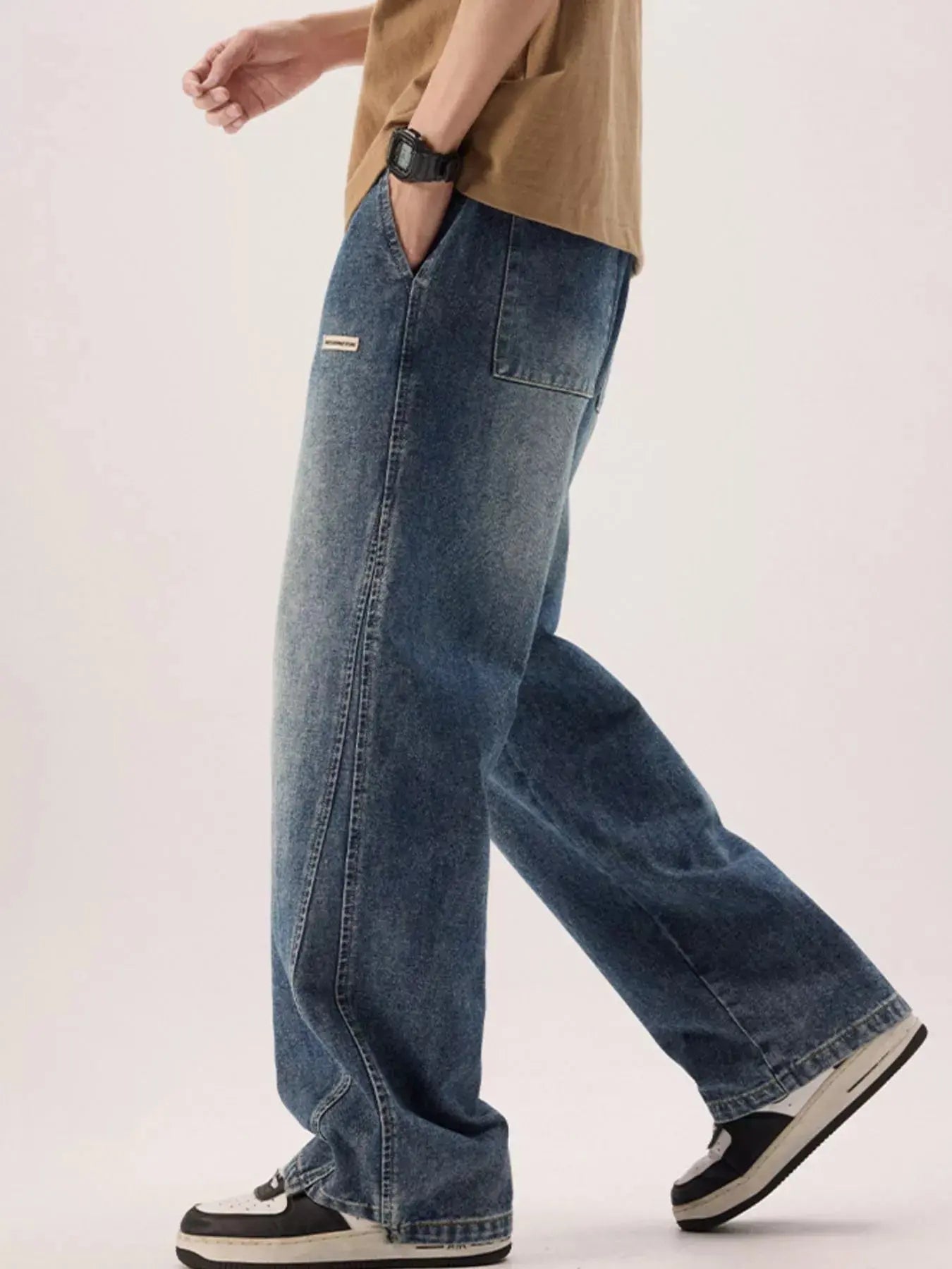 Men's Plus Size Vintage Wash Loose Fit Jeans Simply Love