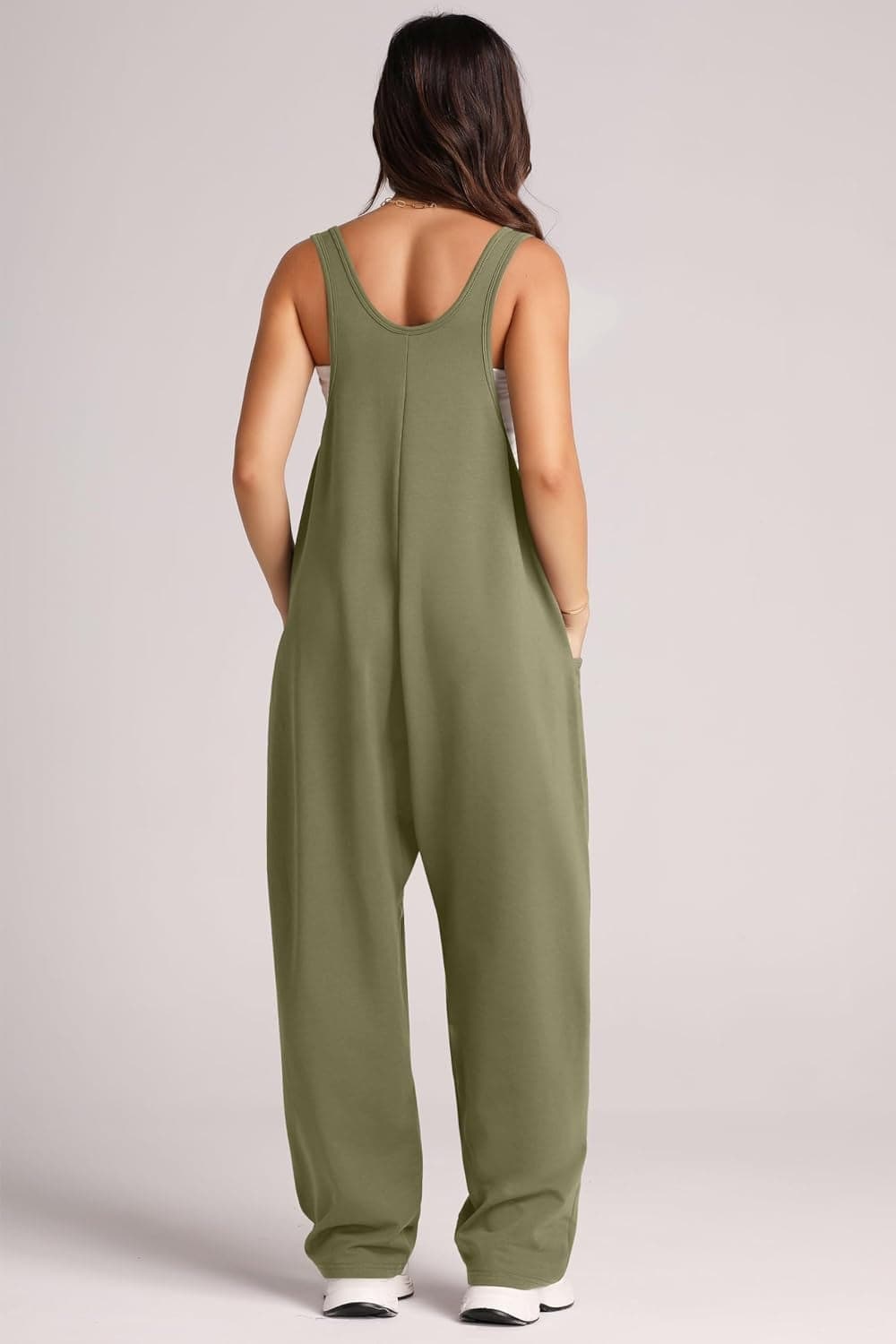 Wide Strap Jumpsuit with Pockets.