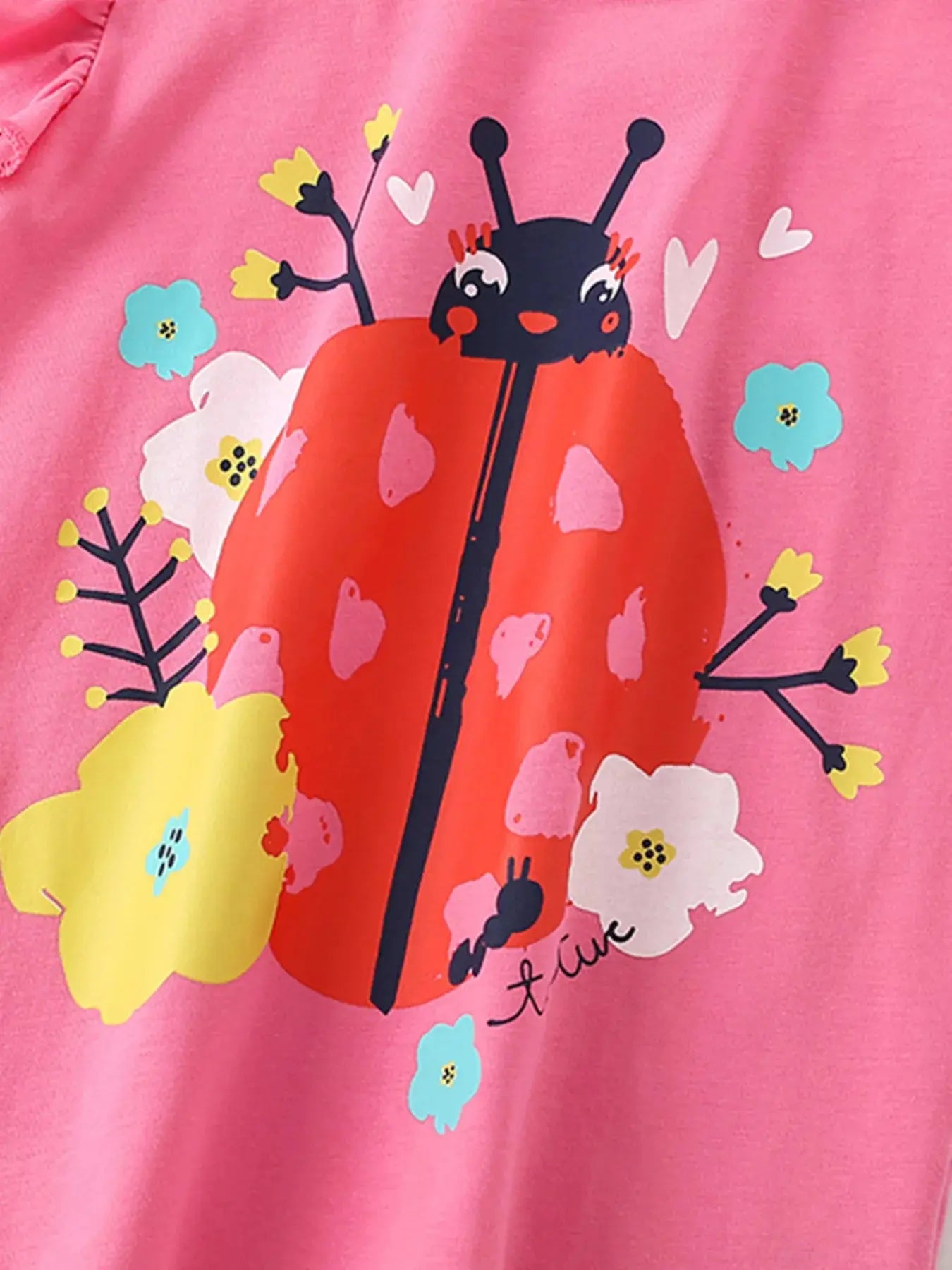 Children's Ladybug Graphic Ruffle Sleeve T-Shirt Simply Love