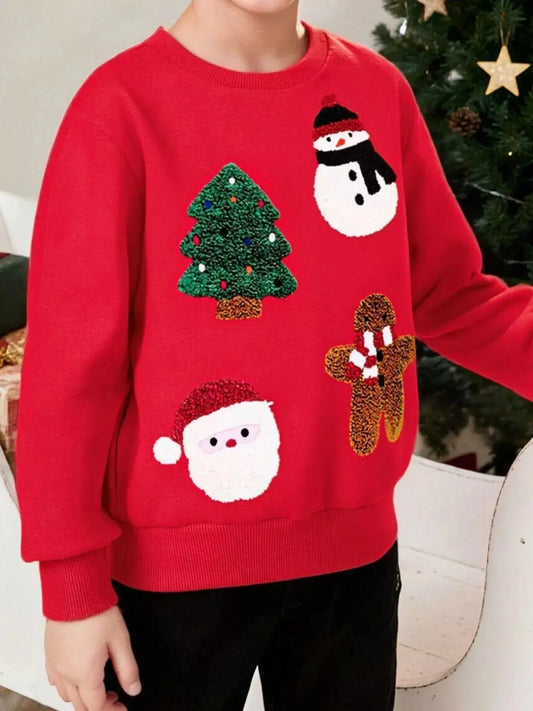 Children's Christmas Character Round Neck Sweatshirt Simply Love