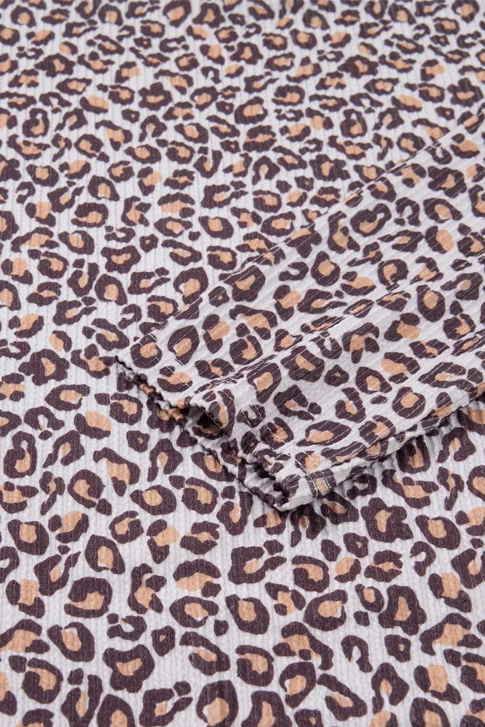 Leopard Ribbed Long Sleeve Top Drawstring Shorts 2pcs Outfit Simply Love