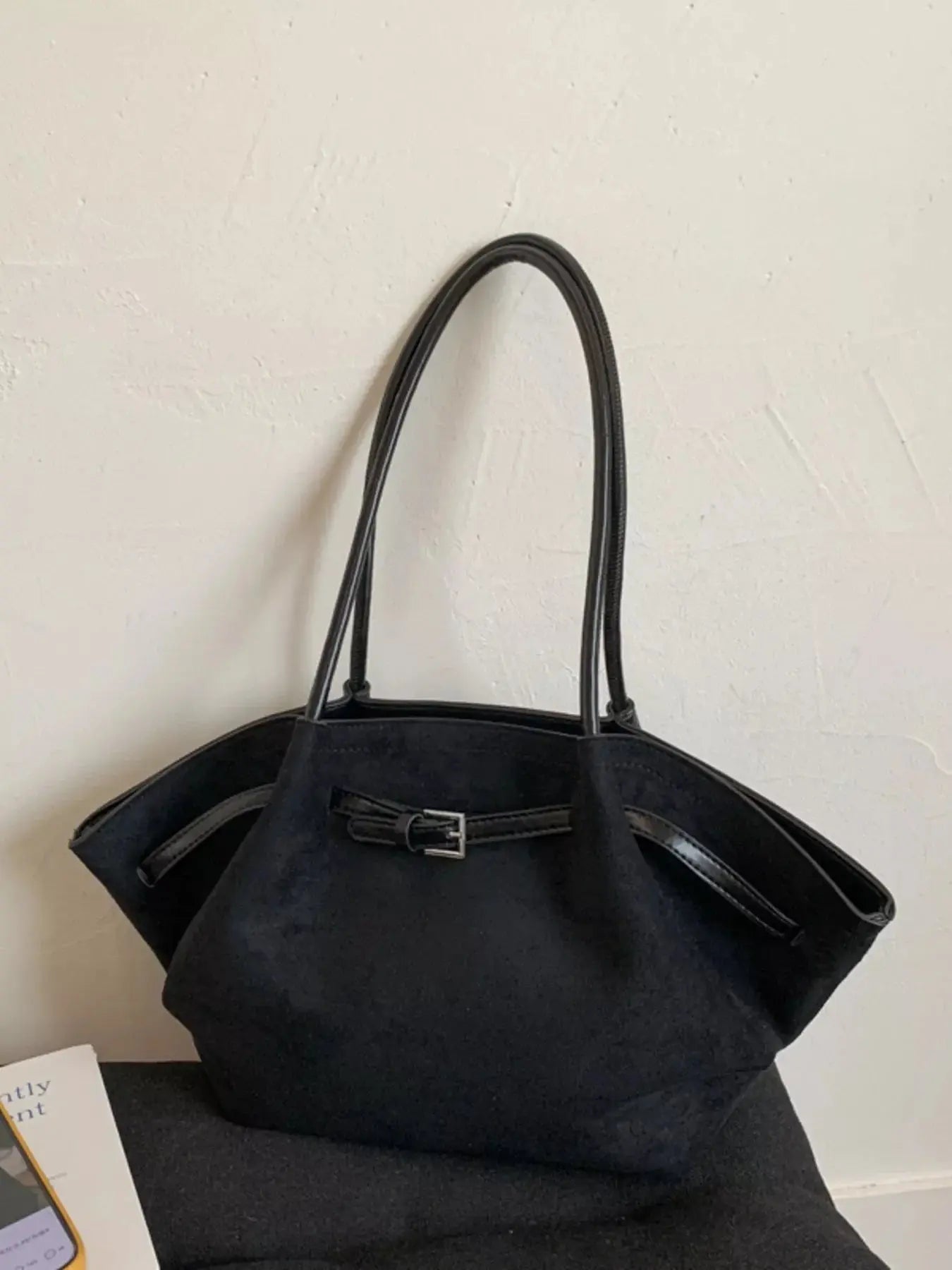 Solid Color Buckle Tote Bag Simply Love