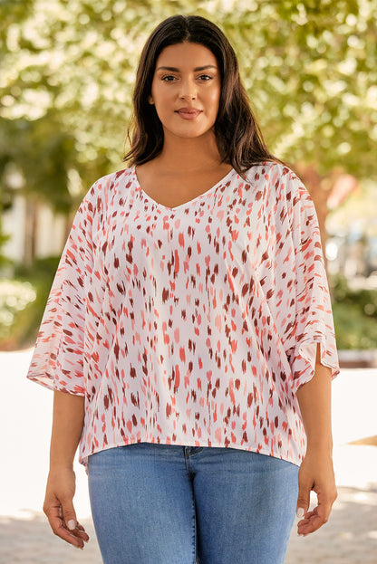 Chic pink dolman sleeve blouse for plus size fashionistas