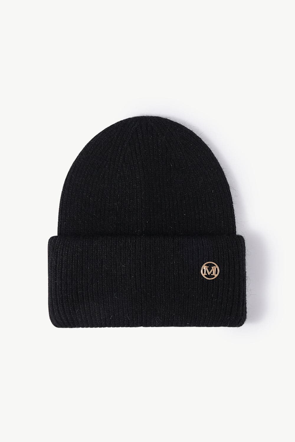 M Rib-Knit Cuff Beanie.