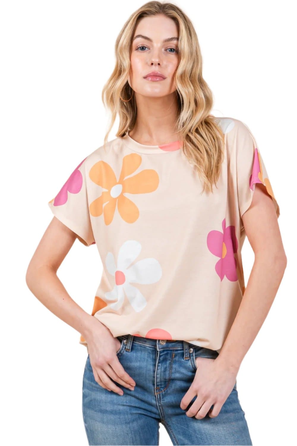 BOMBOM Floral Short Sleeve T-Shirt.