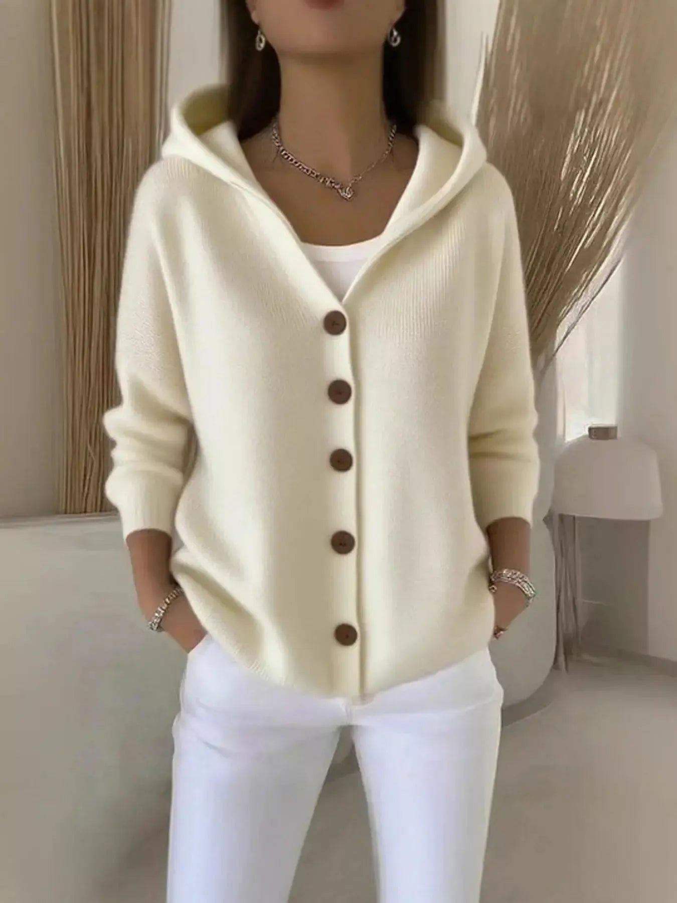 Full Size Hooded Button-Down Knit Cardigan Plus Size Simply Love