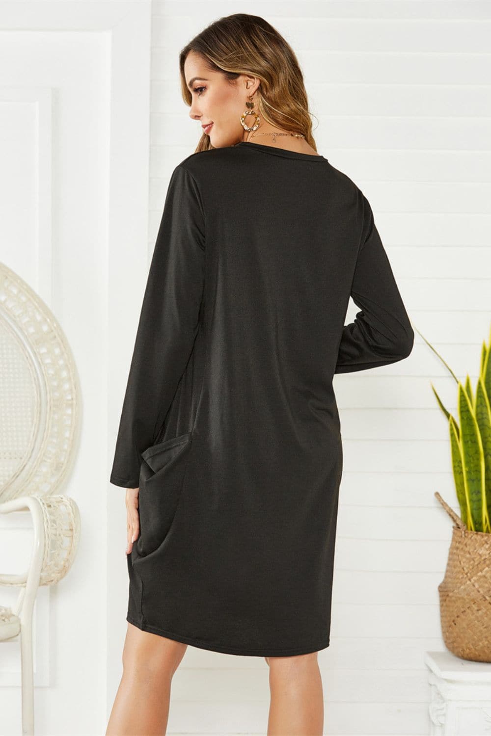 Cozy Long Sleeve Pocket Dress for Effortless Style