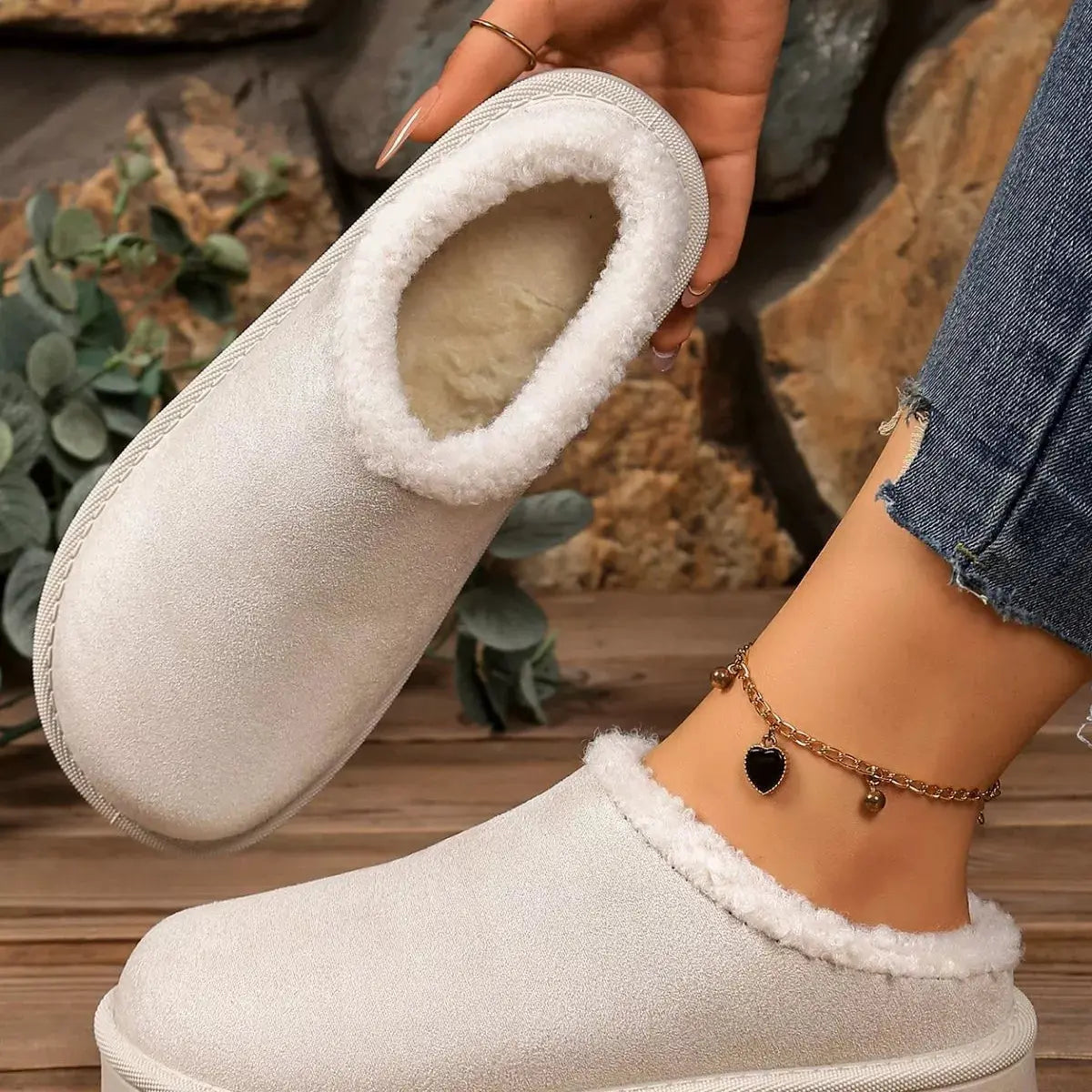Plush Lined Round Toe Slippers Simply Love