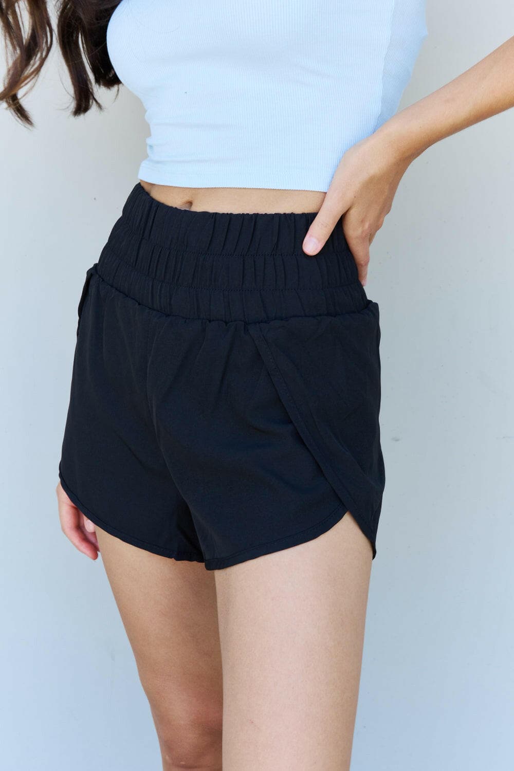 Ninexis Stay Active High Waistband Active Shorts in Black.