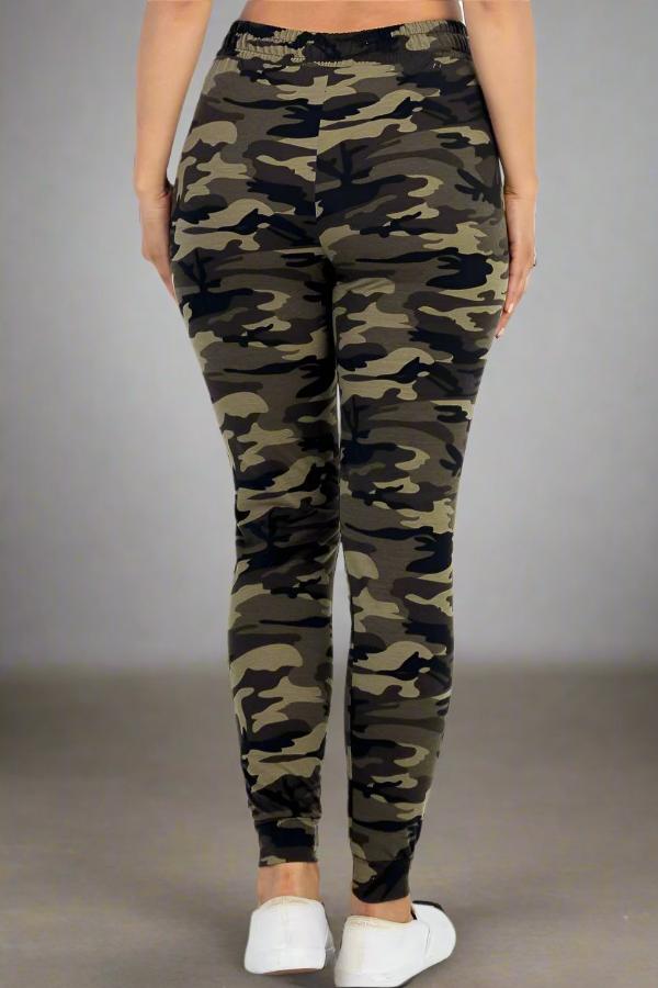 French Terry Camo Print Joggers - Soft & Stretchy Women's Joggers Small - 3X Coco’s Tee Boutique