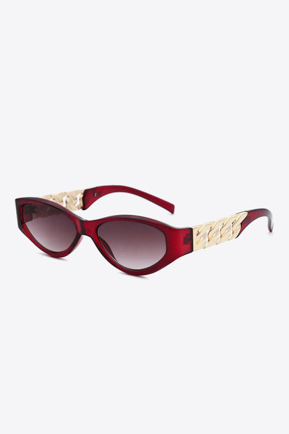 Chain Detail Temple Cat Eye Sunglasses.