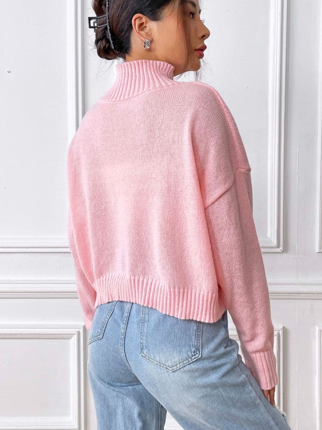 Charming heart turtleneck sweater for cozy elegance