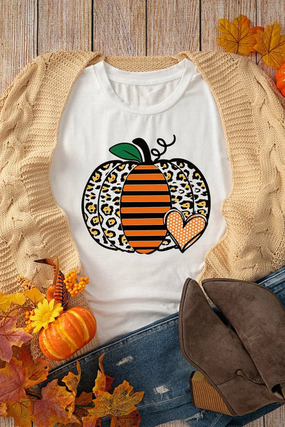 Fall-inspired pumpkin graphic tee for cozy autumn days