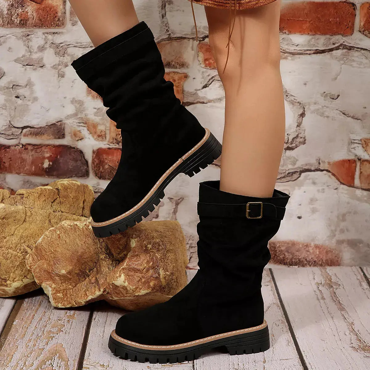 Buckle Accent Slouch Boots Simply Love