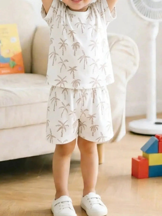 Children's Tropical Palm Print Tee and Shorts Set Simply Love