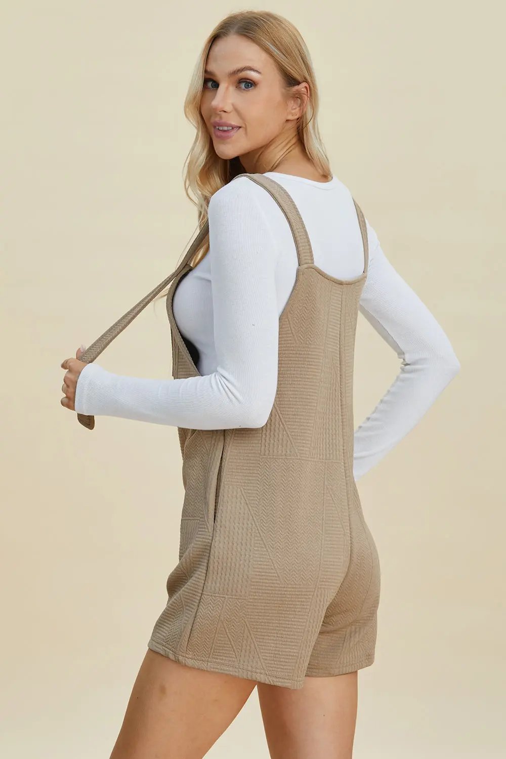 Double Take Full Size Texture Sleeveless Romper - Love Salve