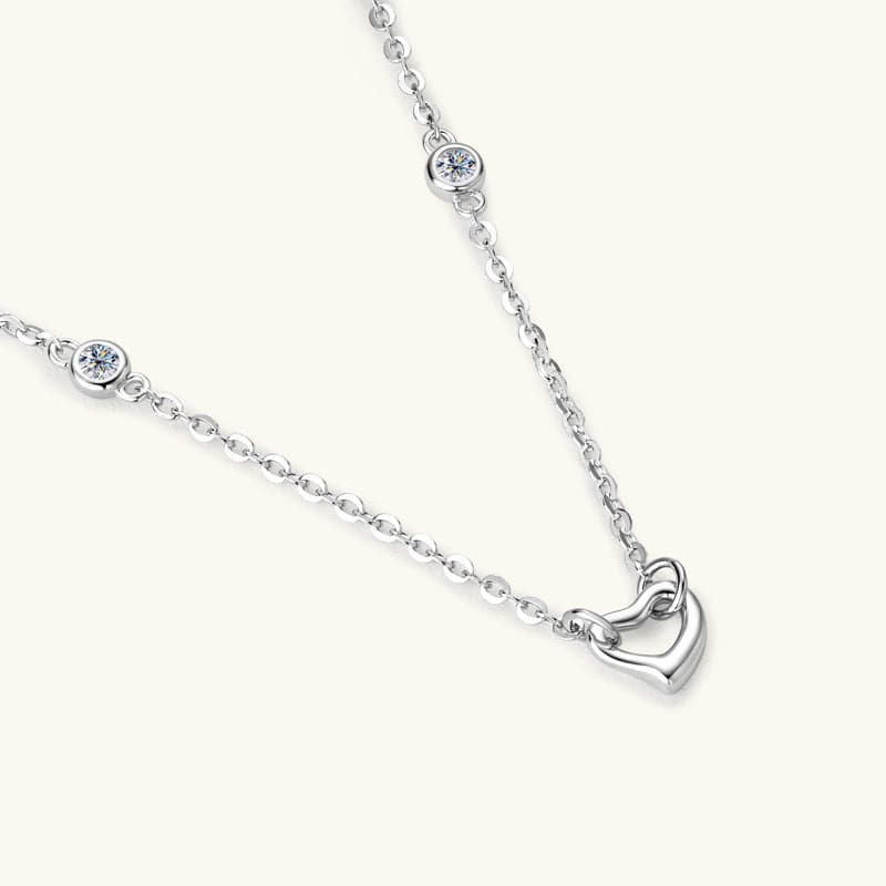 Moissanite 925 Sterling Silver Heart Necklace.