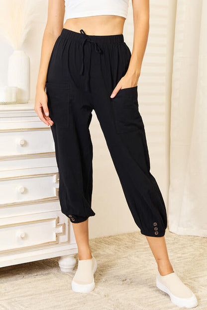 Double Take: Cropped Pants, Button Detail