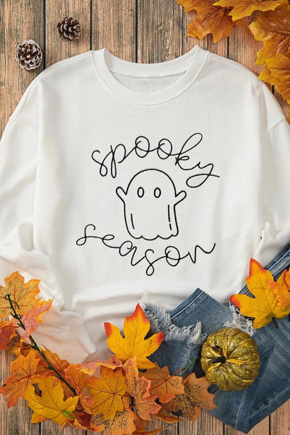 Spooky Chic Ghost Print Long Sleeve Sweatshirt