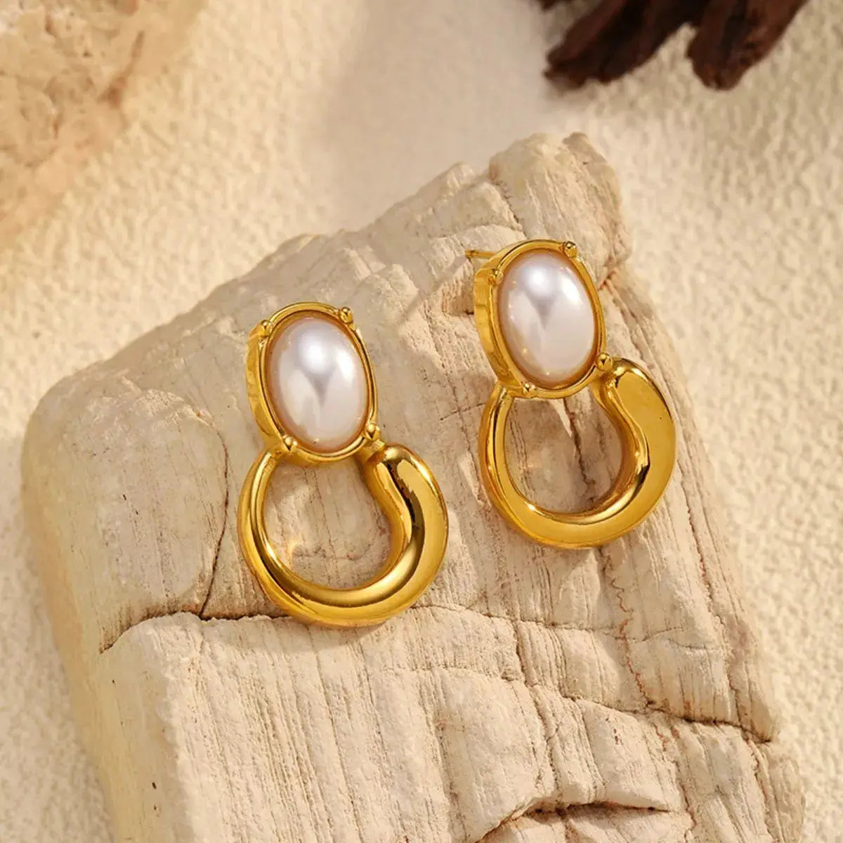 18K Gold-Plated Pearl Earrings Simply Love