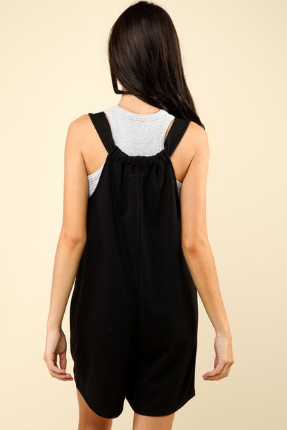 VERY J Tie Shoulder Front Pocket Romper.