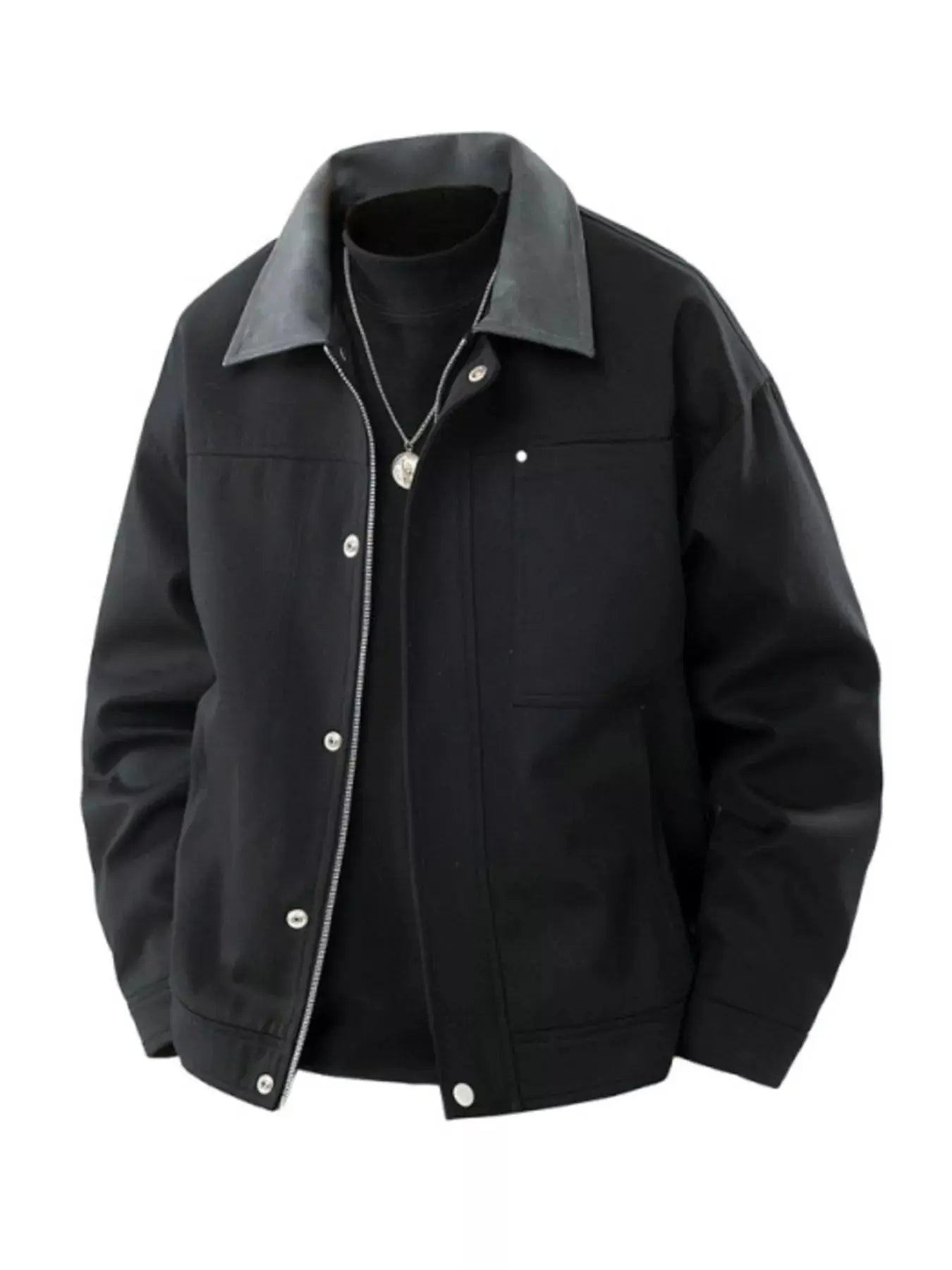 Men's Plus Size Contrast Collar Casual Jacket Simply Love