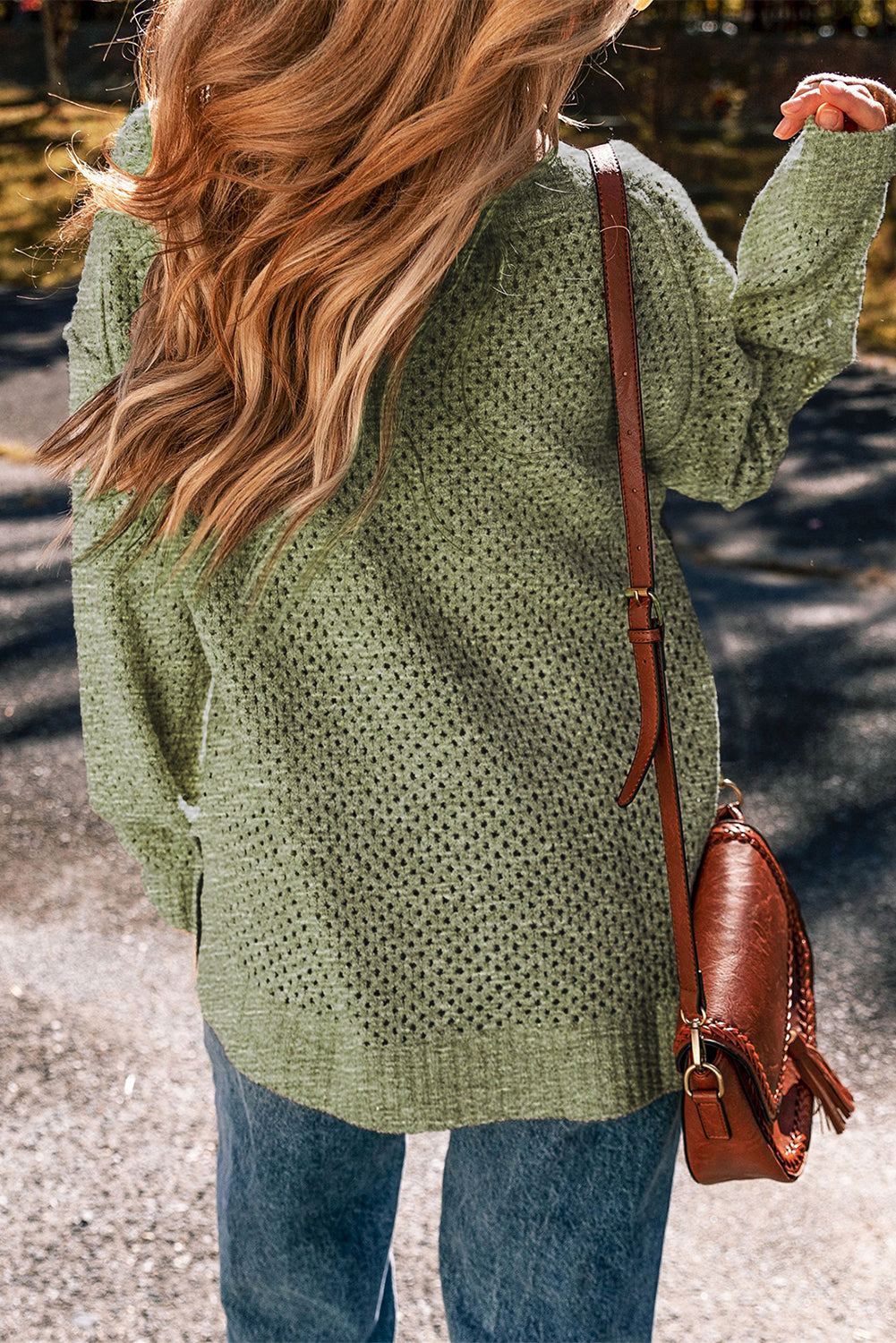 Juliette Loose Eyelet Shoulder Sweater for Effortless Style and Modern Chic - Love Salve 