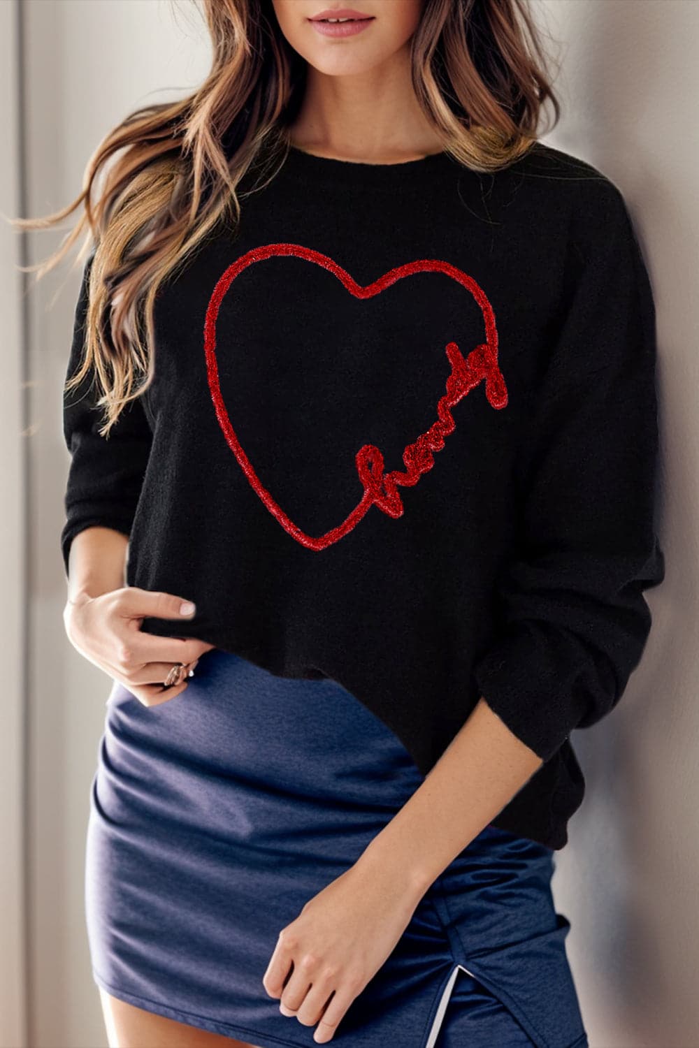 Round Neck Long Sleeve Sweater.