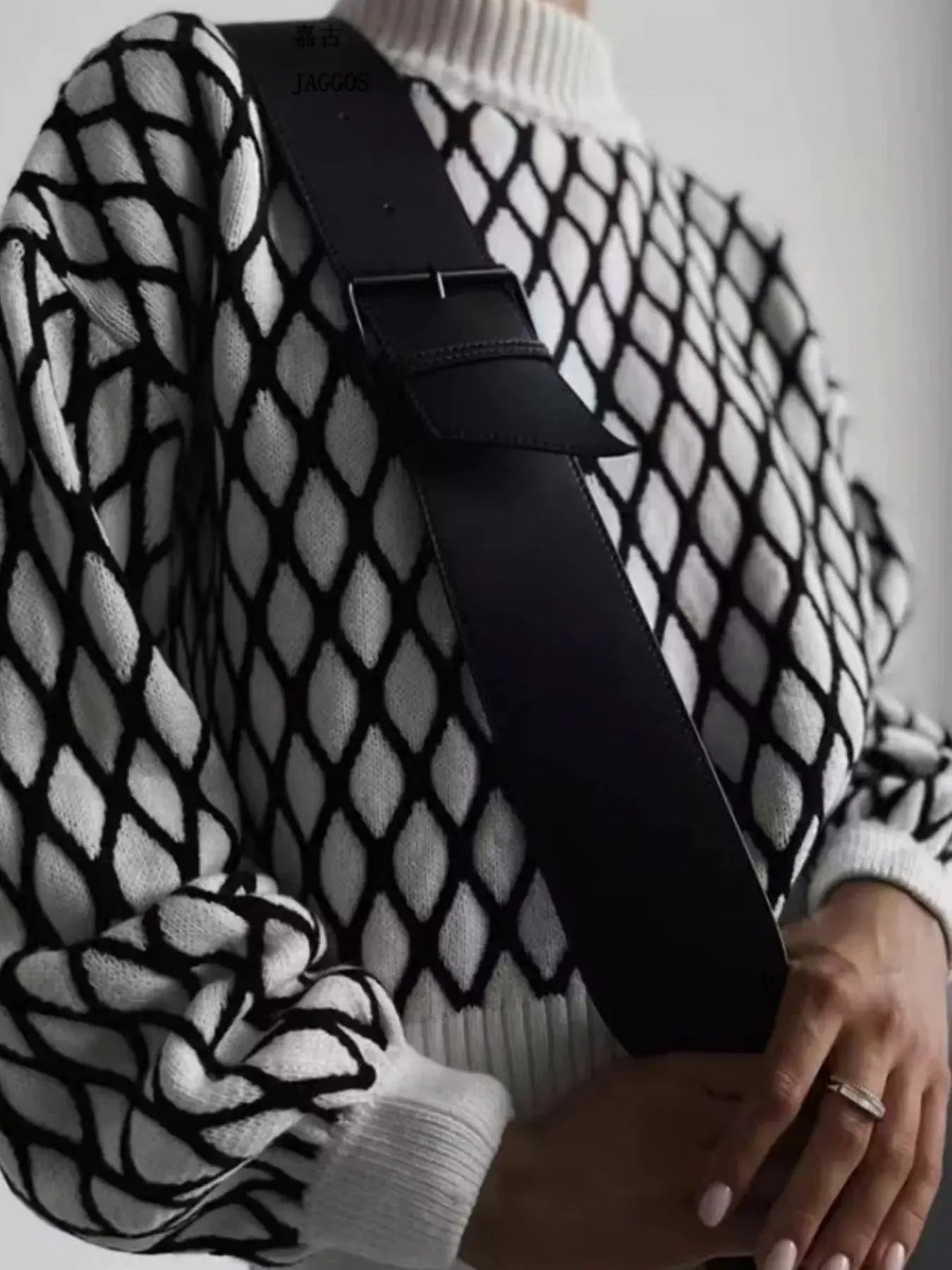 Geometric Pattern Turtleneck Sweater Simply Love