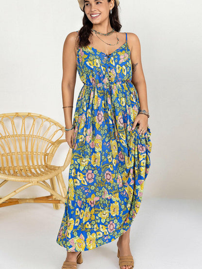 Drawstring Ruffle Hem Maxi Dress.