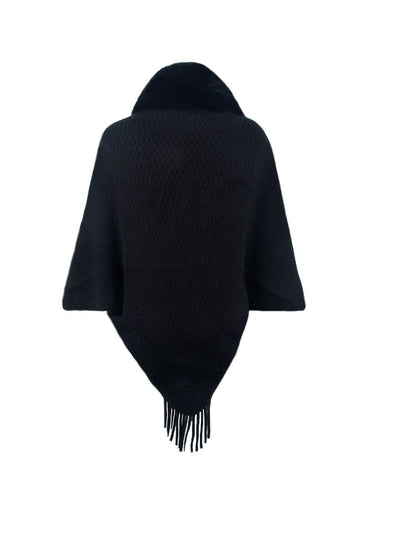 Open Front Fringe Hem Poncho.