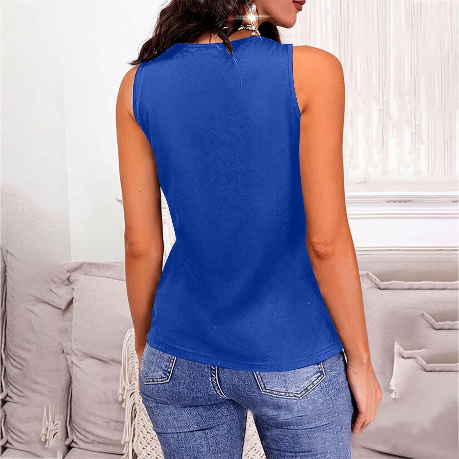 Full Size V-Neck Wide Strap Tank.