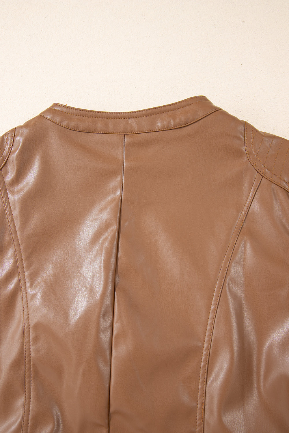 Chic chestnut faux leather bomber