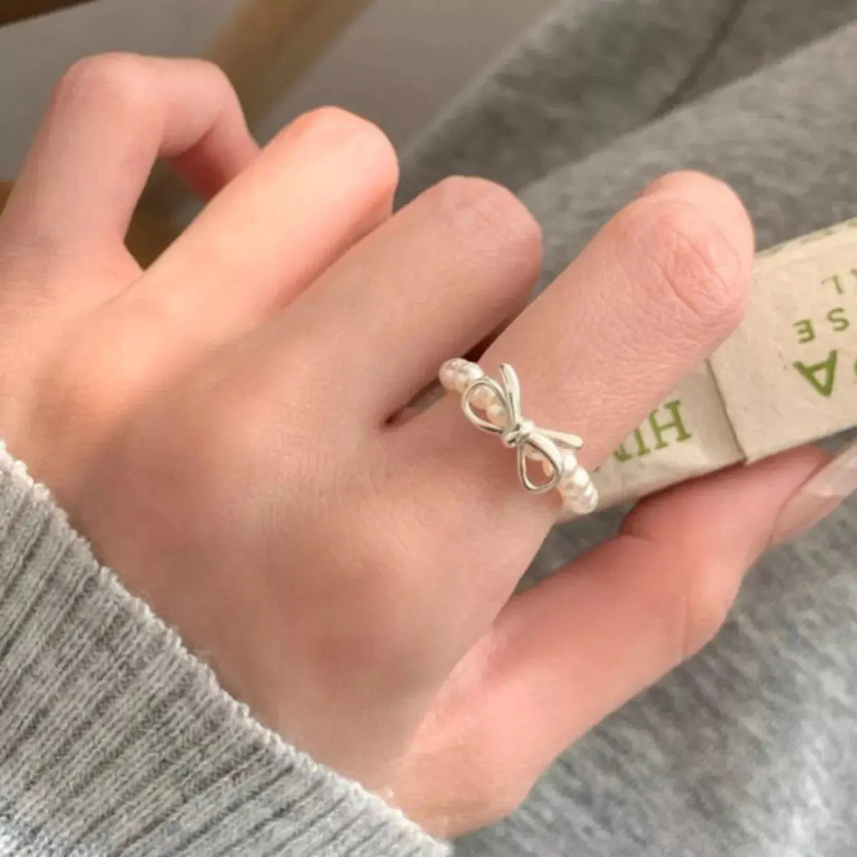 Bow Pearl Beaded Ring Simply Love