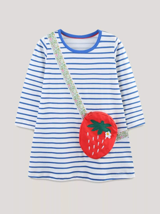 Children's Strawberry Striped Long Sleeve Dress Simply Love